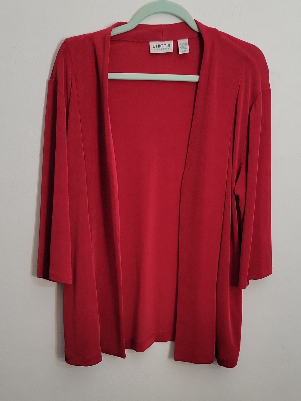 Chico's Red Open Draped Cardigan